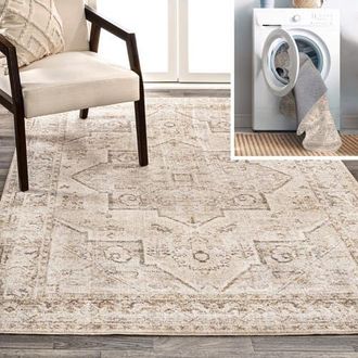 Jonathan Y Designs Koda Vintage Native American Medallion Machine-Washable Area Rug in Cream/brown at Nordstrom, Size 2Ft 0In X 8Ft 0In