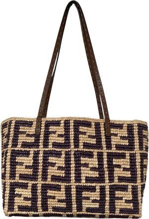Fendi Brown Raffia Tote Bag (Pre-Owned)