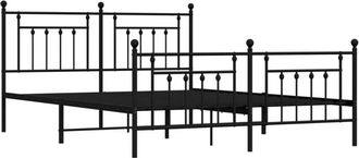 vidaXL Vidaxl - Estructura Cama Sin Colch&oacute;n Con Estribo Metal Negro 160x200 Cm