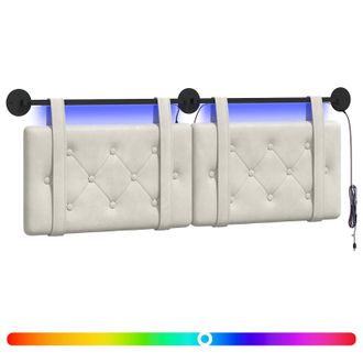 vidaXL Cabecero Colgante Con Luz Led Crema Terciopelo Vidaxl