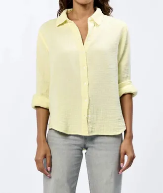 Dear John Denim Gaia Gauze Button Down Shirt In Pale Yellow