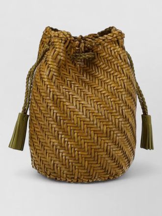 Dragon Diffusion bucket bag woven texture tassel long strap