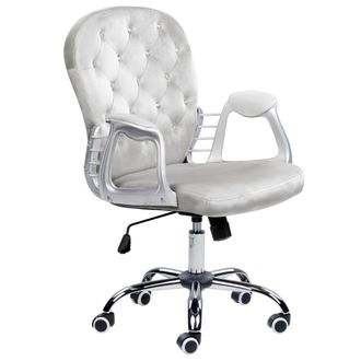 Beliani Beliani - Silla De Oficina Reclinable De Terciopelo Gris Claro Plateado Negro Giratorio Princess