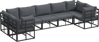 vidaXL Garden Sofa Set 7 pcs Black Aluminium Vidaxl