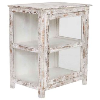 Wanderlust Deco Vitrina de madera blanca acabado artesanal 67x46x80cm