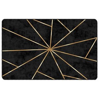 Berkfield Home Rug Washable Black & Gold 190x300 cm Anti Slip | Size: 100 cm diameter