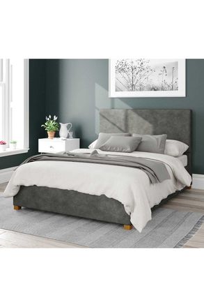 Aspire Home Accents Garland Upholstered Ottoman Storage Bed, Kimiyo Linen Fabric in Grey | Size: Double