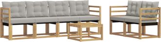 vidaXL Conjunto De Sof&aacute;s De Exterior 7 Uds. Blanco Y Gris Claro Vidaxl