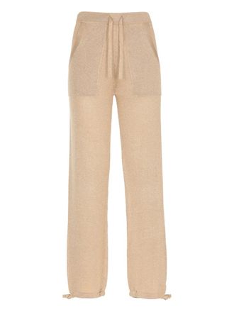 KANGRA lurex-effect elastic-waist trousers - women - Metallised Fibres/Viscose - 42 - Neutrals