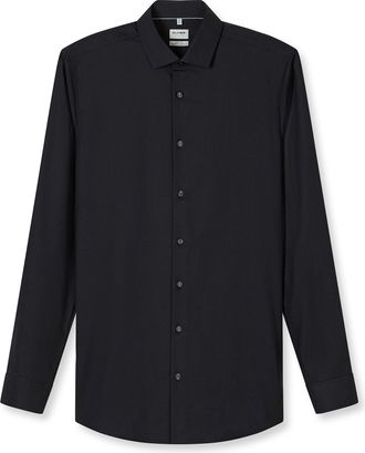 Olymp Businesshemd OLYMP Level Five body fit, Herren, Gr. 37, N-Gr, schwarz, Web, Obermaterial: 64% Baumwolle, 27% Polyester, 9% Elasthan, Hemden Businesshe