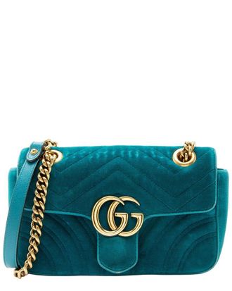 Gucci Matelass&eacute; Velvet Gg Marmont Small Flap Bag (Authentic Pre-Loved)