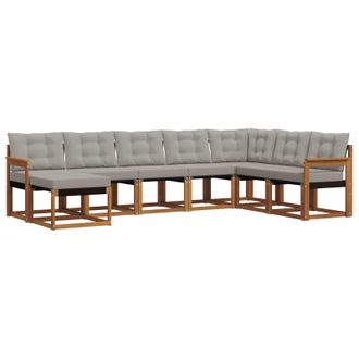 vidaXL Conjunto De Sof&aacute;s De Exterior 8 Pcs Gris Natural Y Claro Vidaxl