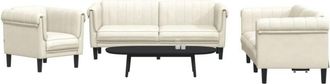 vidaXL Vidaxl - Juego De Sof&aacute;s 3 Piezas Terciopelo Crema