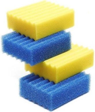 OEM Juego Completo De 4 Esponjas Filtrantes Sunsun Para Filtro Biol&oacute;gico Cbf-350 - 2 Amarillas, 2 Azules - Pieza De Repuesto - Espuma Filtrante - Material