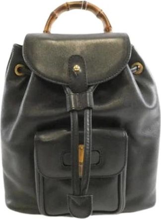 Gucci Pre-owned Backpacks, female, Black, Size: ONE SIZE Pre-owned Vintage Leather Backpack