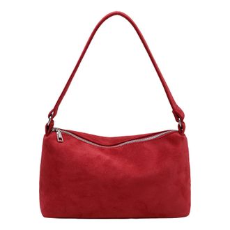 Generic Suede Square Bag Retro Shoulder Bag Simple Armpit Bag Commute Handbag (Rose Red)