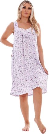 Generic Ladies Strap Nightwear Nightdress Lace Sleeveless Floral Plus Nightshirt M 6XL Lavender
