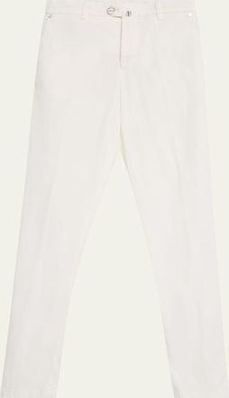 Kiton Mens Stretch Waistband Flat-Front Trousers