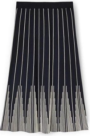 Motivi Geplooide gestreepte midi-rok - Dames - Midirokken - Blauw - XS - Nylon - Rokken