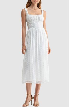 Lush Square Neck Eyelet Midi Dress in Off White at Nordstrom Rack, Size X-Large