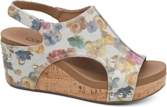Corkys Footwear Womens Carley Wedge In Putty Washed Flower