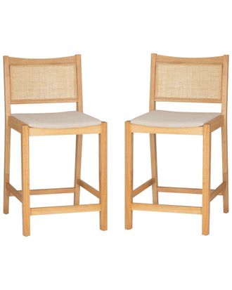 Linon Beaux Pack Of 2 Cane Counter Stools