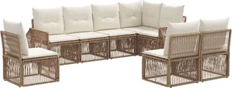 vidaXL Conjunto De Sof&aacute;s De Jard&iacute;n 8 Uds. Beige Y Blanco Crema Vidaxl
