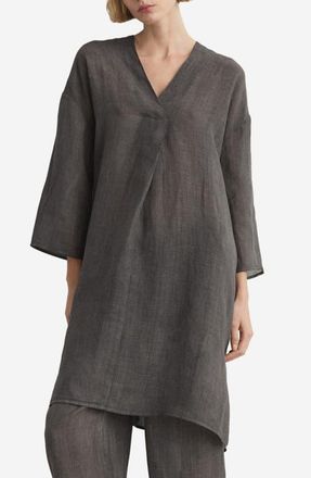 Mango Ramie Caftan in Charcoal at Nordstrom, Size Medium