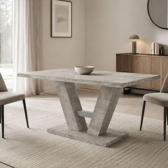 Dmora Mesa Fija Liteneso, 6 Asientos, Forma Rectangular, Acabado Color Cemento, 137x90x76h Cm Gris Cemento
