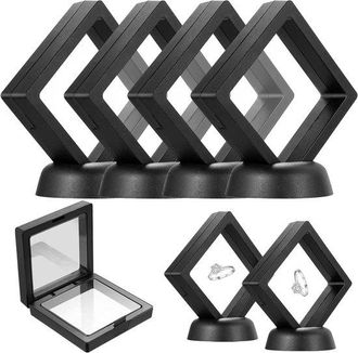 OEM Marcos De Exhibici&oacute;n Flotantes - Presentaci&oacute;n De Joyas - Exhibici&oacute;n De Objetos - Sellado Resistente A Los Ara&ntilde;azos - 7x7x2 Cm - Negro Mate