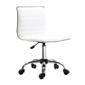 Carter's Armless Mid-Back Adjustable Office Chair with in PU Leather and Chrome Base-White - CARTER | TJ Hughes White