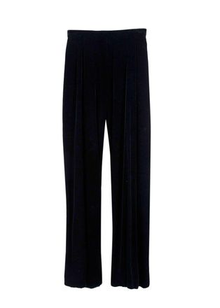 Saint Laurent Edition Soir Black Velvet Wide Leg Trousers Size S