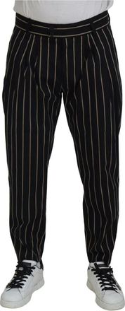 Dolce & Gabbana Zwart Beige Gestreepte Chino Broek - Heren - Slim Fit Broeken - Zwart - S - Katoen - Broeken