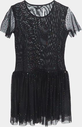 Love Moschino Black Dotted Tulle Gathered Mini Dress