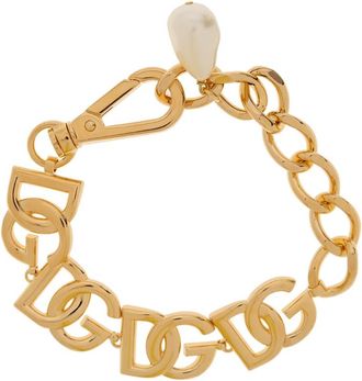 Dolce & Gabbana Logo Goudkleurige Armband met DG-Links - Dames - Armbanden - Geel - ONE Size - Accessoires