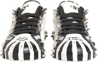 Dolce & Gabbana White Studded Printed Low Top Sneakers Mens Shoes (Pre-Owned)