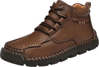 Generic Winter Mens PU Leather Casual Ankle Boots Modern Short Boots For Everyday Comfort And Style (Brown, 6. 5)