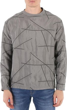 Emporio Armani Mens Grigio Striped Details Long-Sleeved T-Shirt, Size Medium