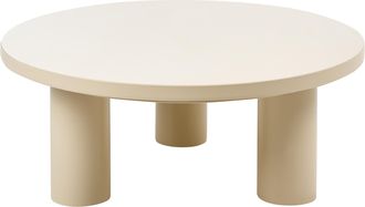 Beliani Mesa De Centro De Jard&iacute;n Moderna De Acero Con Recubrimiento En Polvo Redonda Exterior Beige Vipiteno