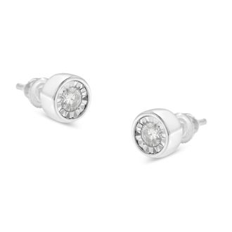 House of Brilliance 10K White Gold Diamond Floral Stud Earrings