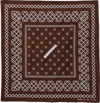 Neighborhood geometric-print scarf - unisex - Cotton - One Size - Brown