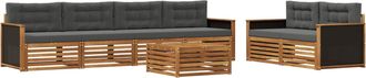 vidaXL Conjunto De Sof&aacute;s De Exterior 7 Uds. Natural Y Antracita Vidaxl