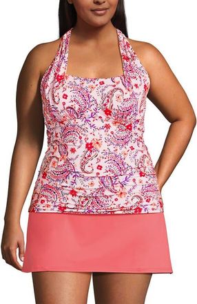 Lands End Chlorine Resistant Square Neck Halter Tankini Swimsuit Top in Wood Lily Multi Floral Paisley at Nordstrom, Size 2