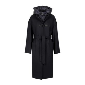 Fay Abrigo con cintur&oacute;n de lana y cachemira - Coats - Mujer - Azul - M