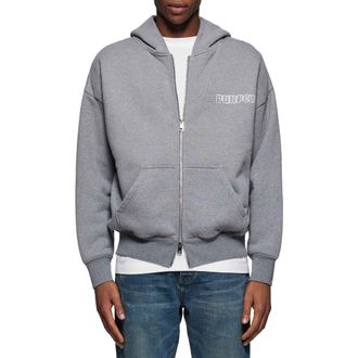 Purple Oversize Logo Heavyweight Fleece Zip Hoodie in Grey at Nordstrom Rack, Size Small