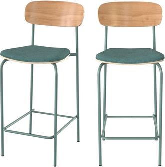 Rendez-Vous D&eacute;co Set de 2 sillas para isla central en tela azul pato 65 cm