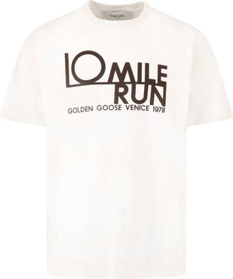 Golden Goose White 10 Mile Run Cotton T-Shirt