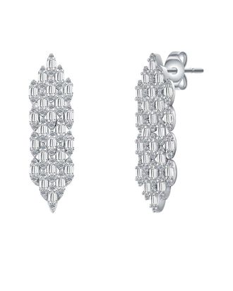 Genevive Silver Cz Statement Earrings