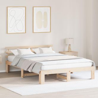 Berkfield Home Natural Pine Wood Bed Frame Natural Solid Pine wood 160 x 200 cm in Brown