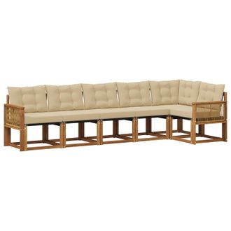 vidaXL Conjunto De Sof&aacute;s De Exterior 6 Pcs Natural Y Beige Vidaxl